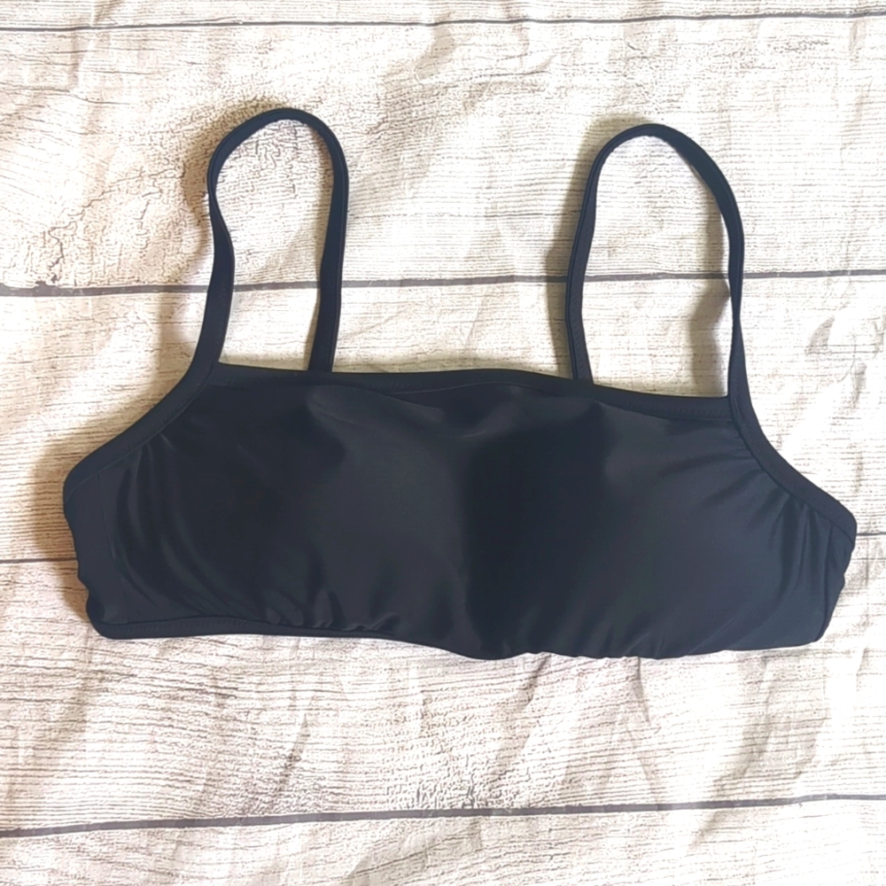 J. Crew Black Square Neck Bikini Top Swim Size Small